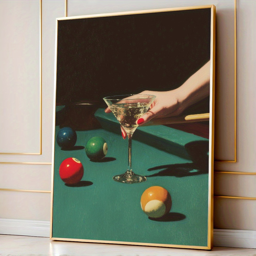 Home Decor Trends - 1pc Vintage Biljart Cocktail Poster, Frameloze
