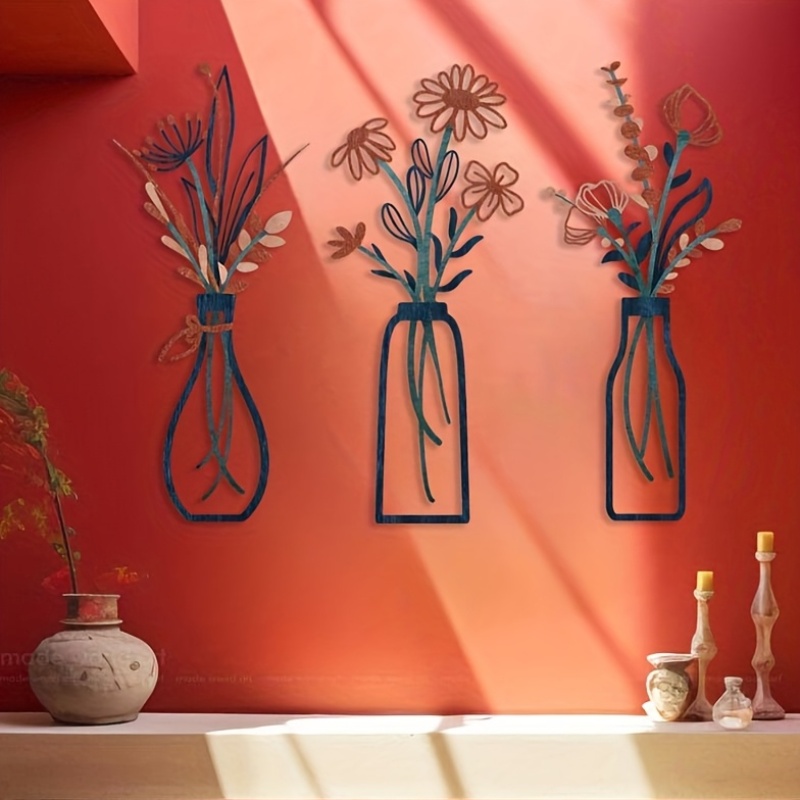Home Decor Design Interior - 3 grote bloemige wandkunstsculpturen - moderne