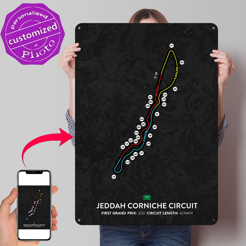 Home Decor Jeddah - Jeddah Circuit 3D-geprinte textuurposter Gepersonaliseerde wanddecoratie