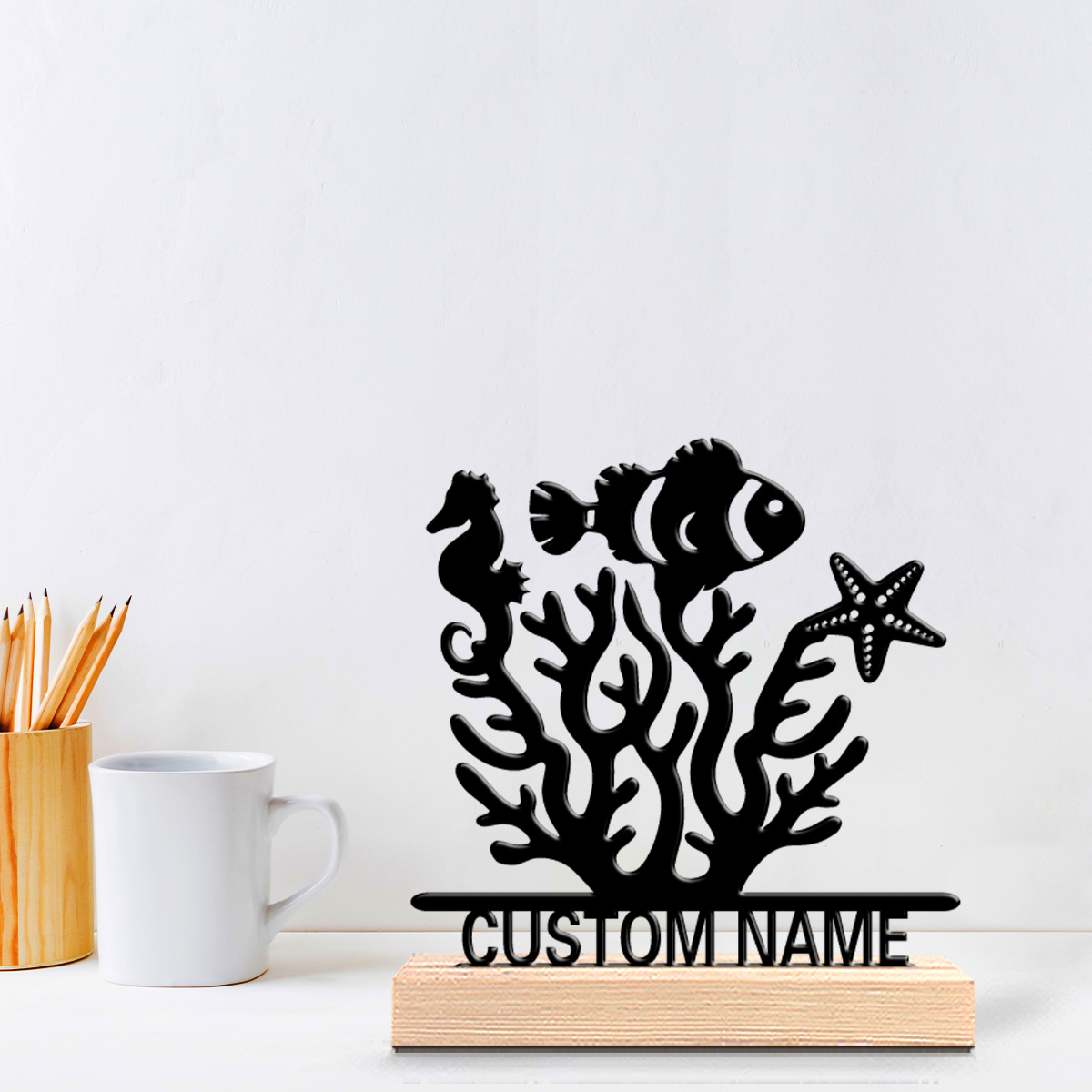 Home Decor Statue - 1 stuk Minimalistisch Zeewierdieren Aangepaste Naam