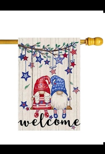 Home Decor Usa - Welkom Boom Patriottische Kabouters Op Een