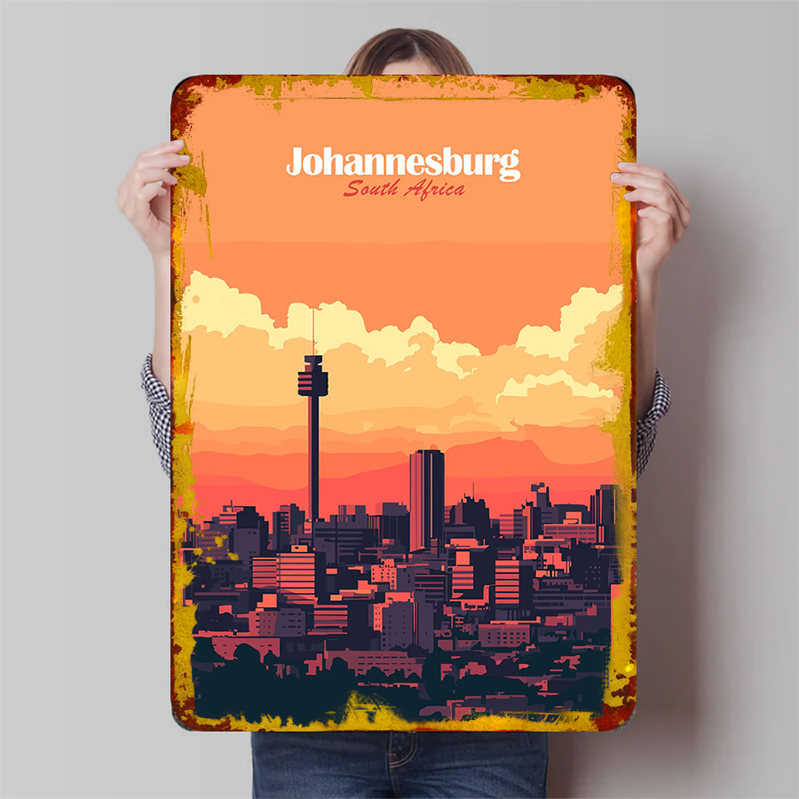 Home Decor Johannesburg - Johannesburg Zuid-Afrika City Skyline Metal Wall