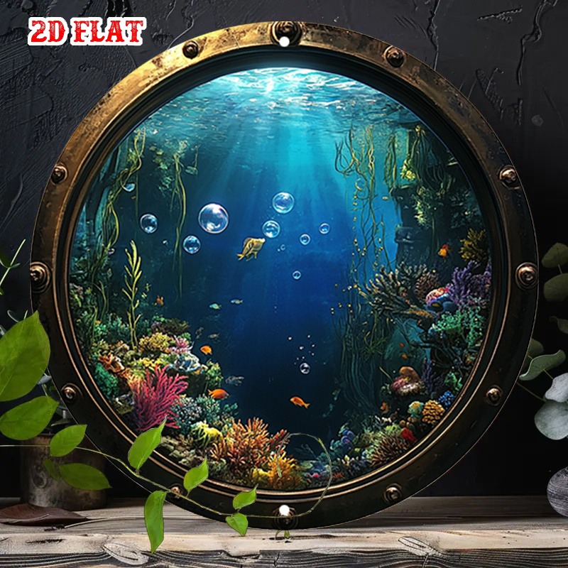Home Decor Trends - Rustiek vintage metalen wandbord - onderwaterscène