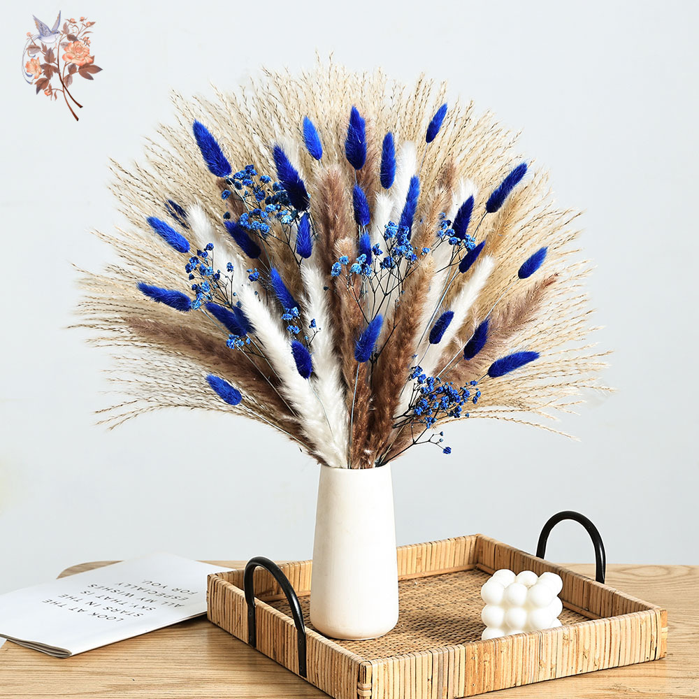 Pampas Grass Decor - 70-steel blauwe pluizige konijnenstaart pampasgras bos