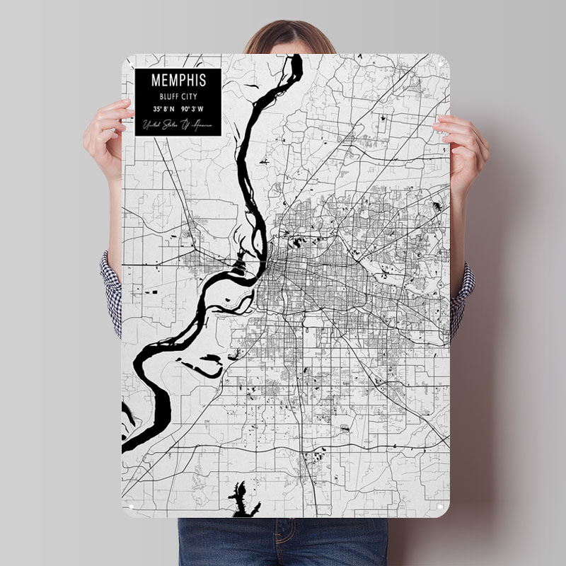 Home Decor Usa - Memphis TN USA blikken borden kaart