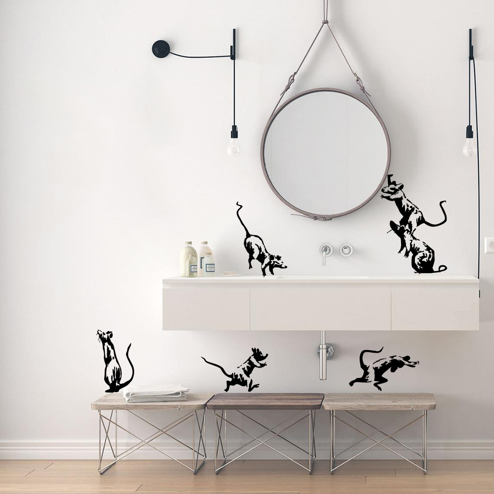Home Decor Vinyl Flooring - 5 stuks Banksy Toilet Ratten Muursticker
