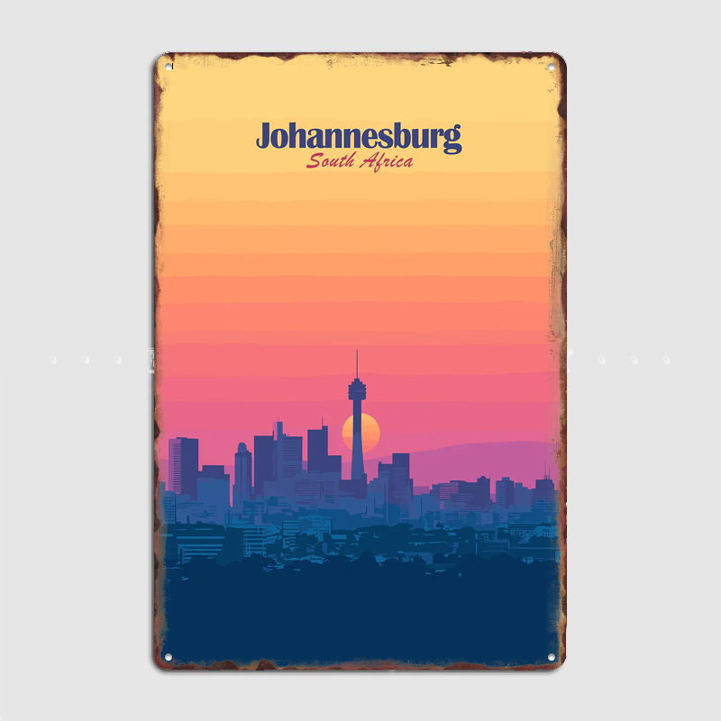 Home Decor Johannesburg - Johannesburg Skyline Zonsondergang Reizen Landschap Posters