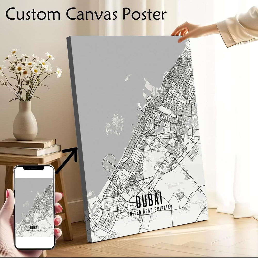 Home Decor Uae - VAE Dubai stadskaart poster canvas wandkunst