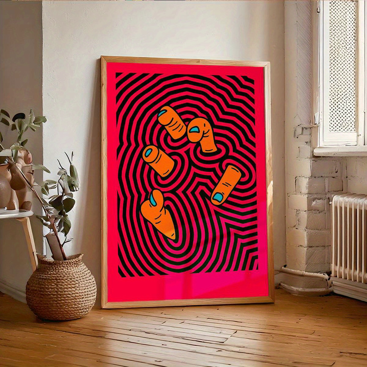 Home Decor Design Interior - Moderne abstracte vingerkunstposters, ingelijste minimalistische psychedelische