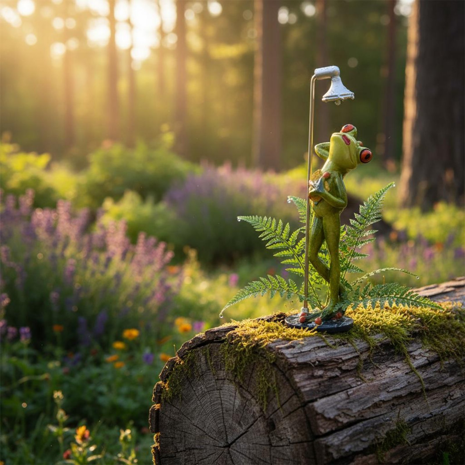 Home Decor Statue - Douchende kikker beeldje Geweldig cadeau Badende