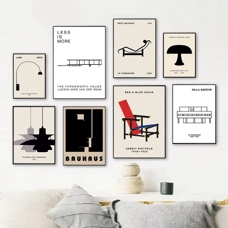 Home Decor Design Interior - Klassieke Farnsworth House Bauhaus Design abstracte