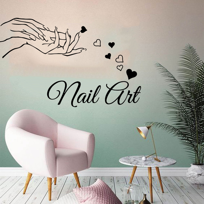 Home Decor Vinyl Flooring - Schoonheid nagelsalon meisje hand muursticker make-up