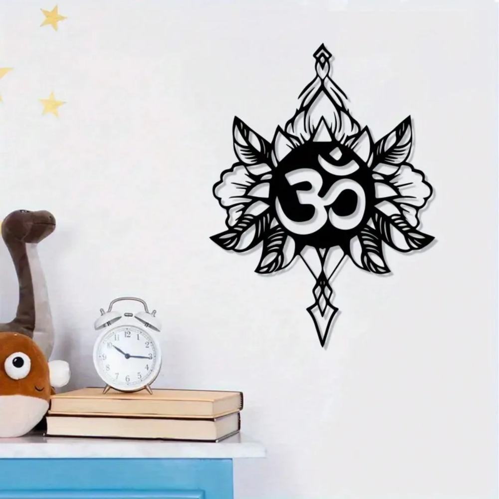 Home Decor Yoga - Om Lotus Metal Wall Art, weerbestendig