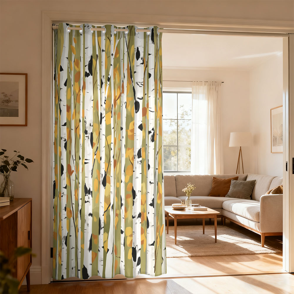 Home Decor Curtain - 1 stuk herfstberkenbos print enkellingsgordijn enkellingsgordijn