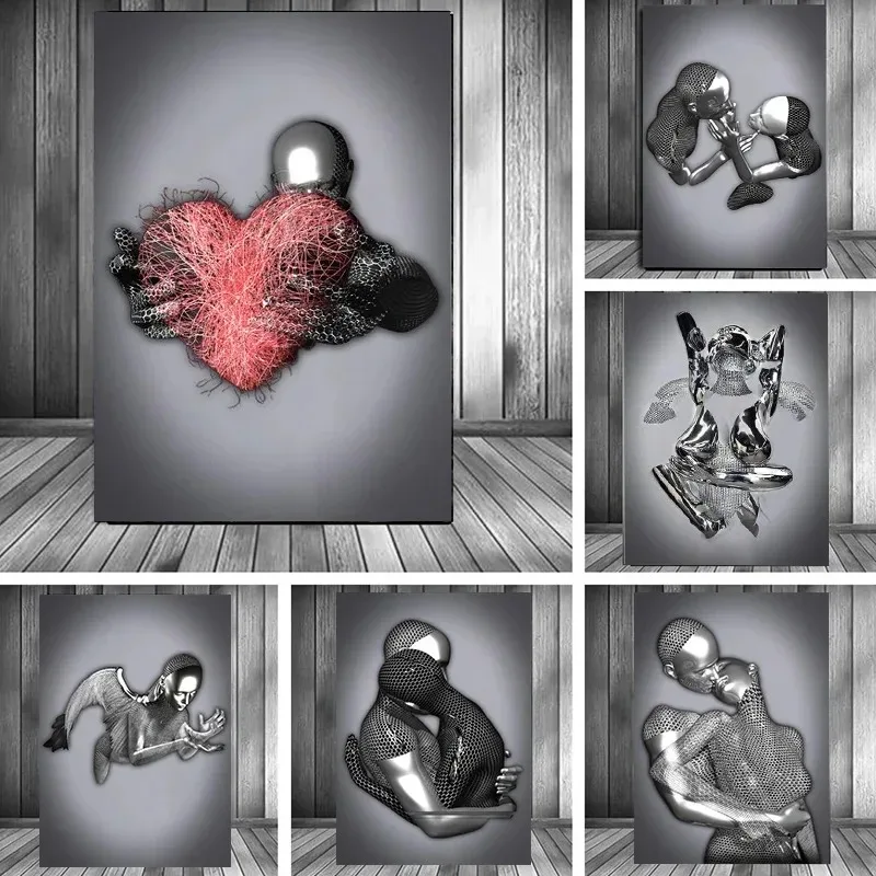 Home Decor Unique Items - Metalen figuur standbeeld kunst canvas schilderij
