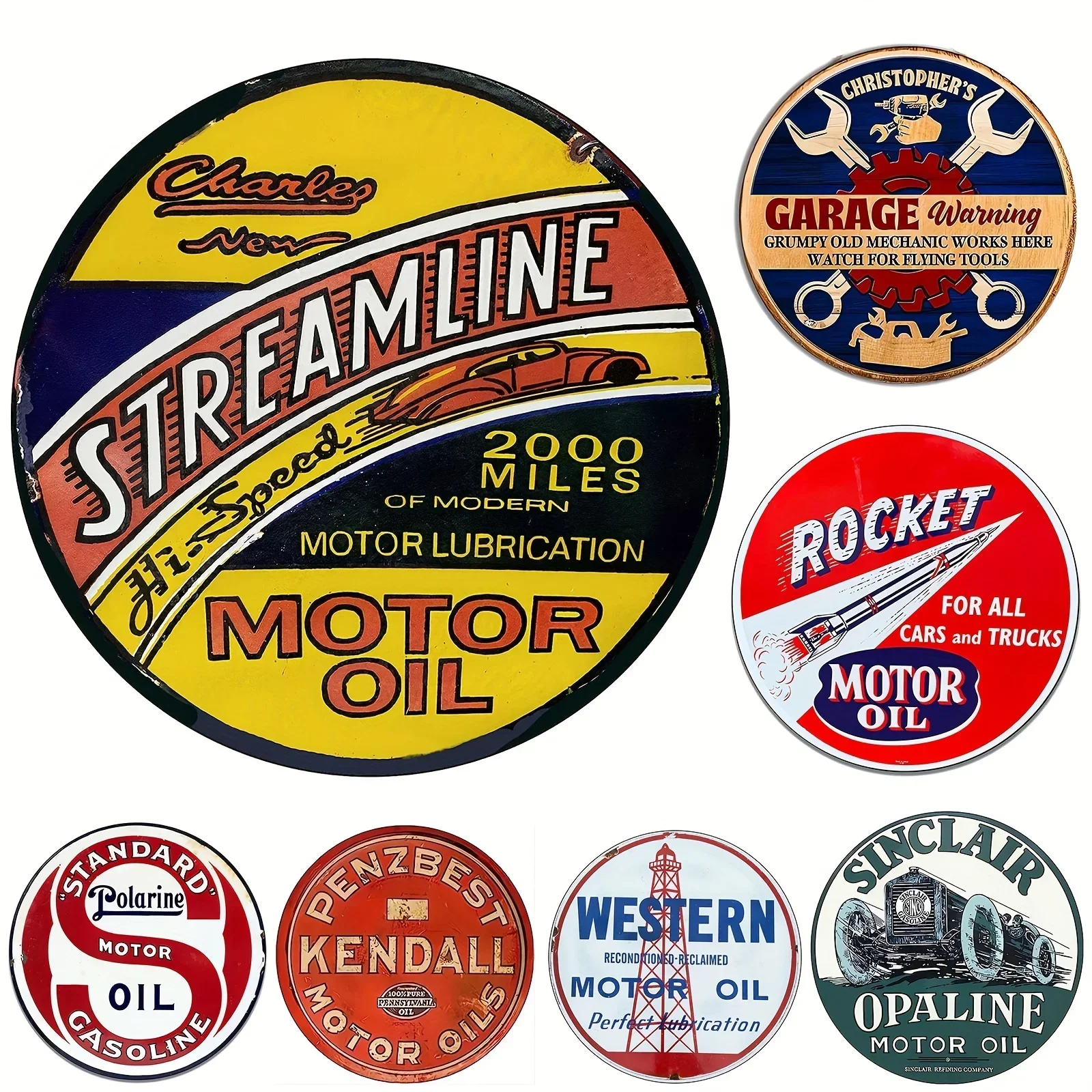 Vintage Motorolie Teken Ronde  - Home Decor Essentials recensie en prijs