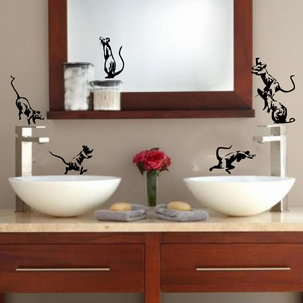 5 stuks Banksy Toilet Ratten M - Home Decor Vinyl Flooring recensie en prijs