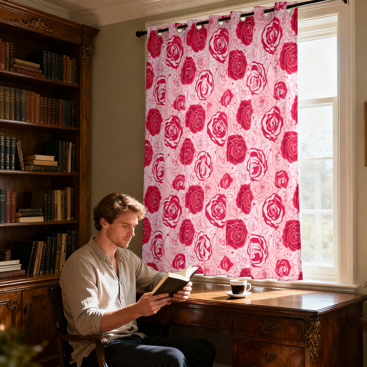1 stuk lichtgroen roze roos bl - Home Decor Curtain recensie en prijs