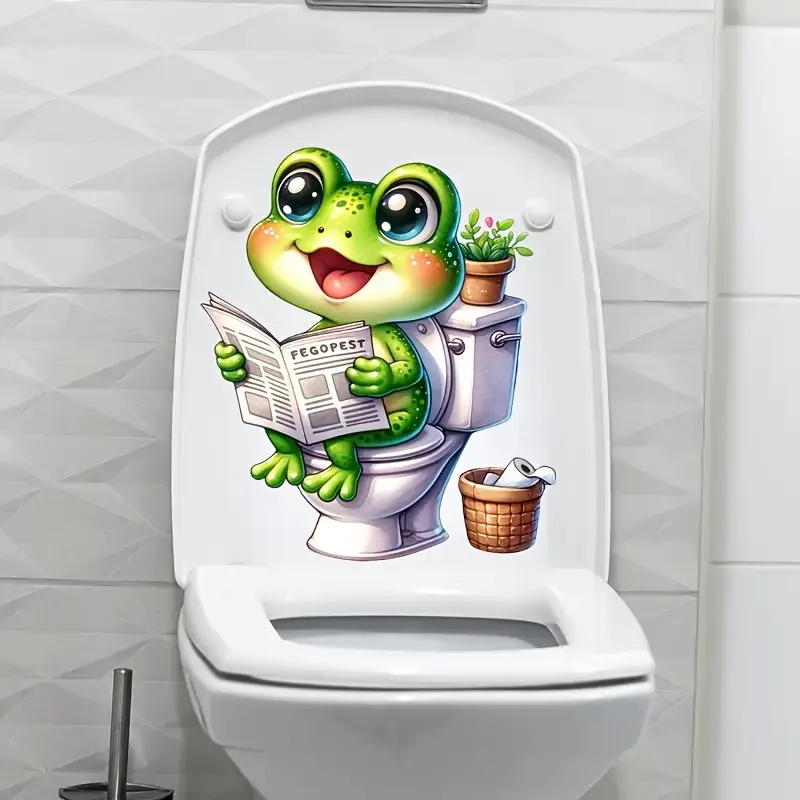 Kikker op toilet lezen krant s - Home Decor Vinyl Flooring recensie en prijs